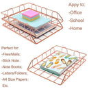 1 Set Of 2 Office Supplies Metal Stackable File Document Letter Tray Organi