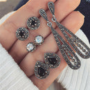 4Pair/Set Bohemian Geometric Water Drop Pendant Earrings Crystal Stud Earrings3C