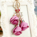 Cloth Flower Key Ring Chiffon Tassel Car Key Chains Lady Couple Bag Ornamen G7X5
