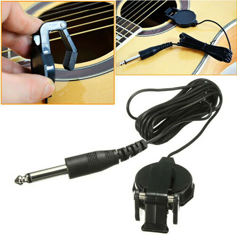 Piezo Clip On Microphone Pickup for Acoustic Guitar Violin Mandolin Ukulele NEW