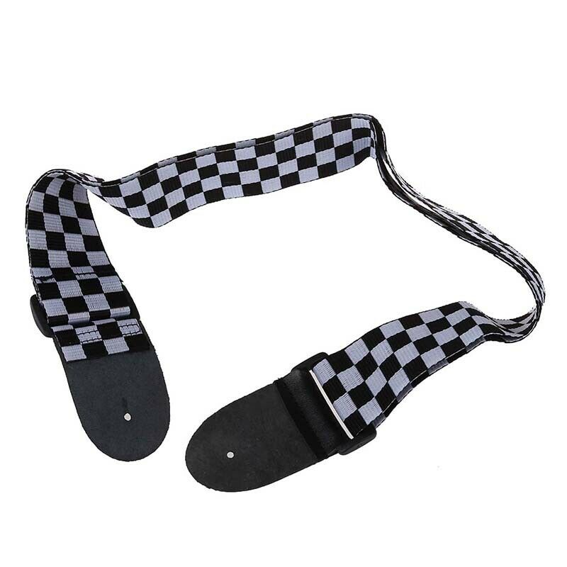 Black White Checker Flag Strap For Electric Acoustic Guitar Musical Instrum