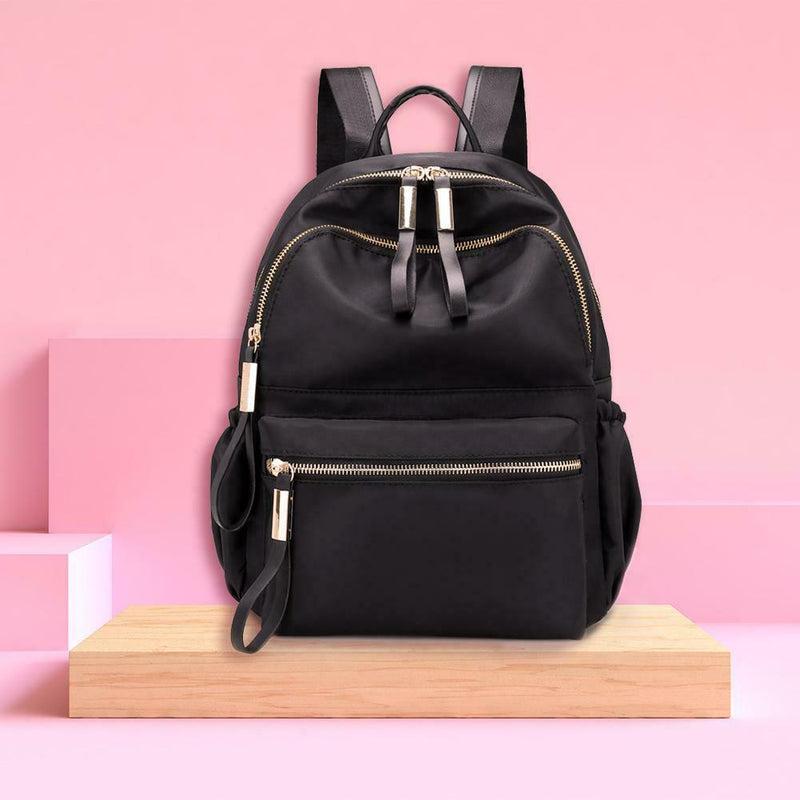 Women Large Capacity Backpack Preppy Nylon Solid Shoulder Travel Schoolbags