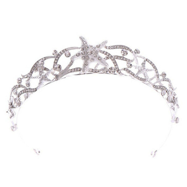 New Starfish Crown Bride Tiara Headwear Head Piece Princess Wedding Hair Jewe Hn