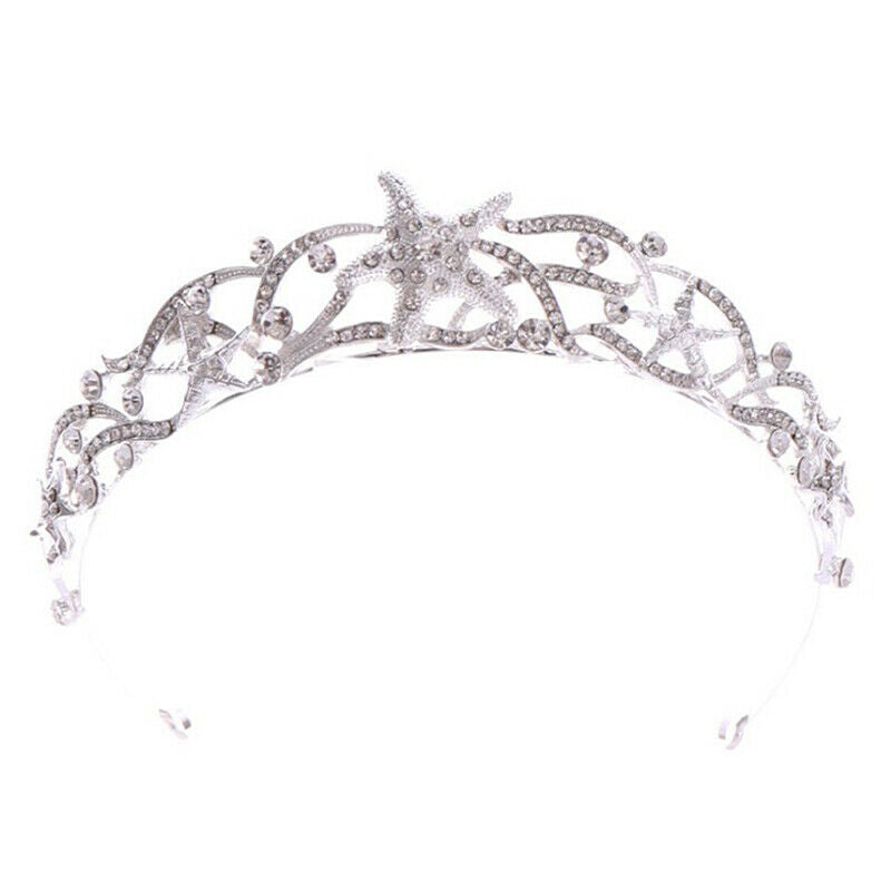 New Starfish Crown Bride Tiara Headwear Head Piece Princess Wedding Hair Jewe Hn