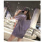 Fashion Women Bling Solid Short Sleeve Loose T-Shirts Long Tops (Purple L)