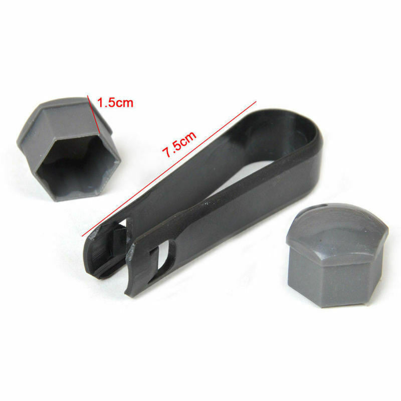 20pcs Car Wheel Nut Bolt Center Cover Gray 17mm Caps + 1x Clip for VW Audi EVU