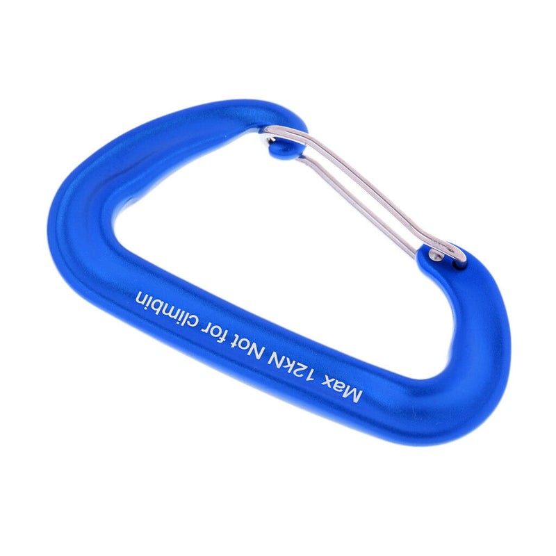 3x Carabiner Clip Aluminum D-Ring Locking Outdoor Wiregate Lock Hook Blue