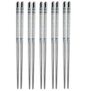 5 Pairs of Blue and White Porcelain Pattern Stainless Steel Non-slip Chines Z1N2