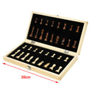 Handmade Folding Wooden Magnetic Chess Board Set with Extra 2 Queens, 39x39cm,