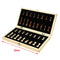 Handmade Folding Wooden Magnetic Chess Board Set with Extra 2 Queens, 39x39cm,