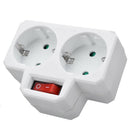 German/EU Plug Conversion Socket 1 to 2 Way Power Adapter w/Outlet Switch