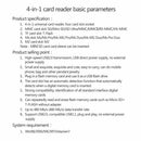 4 In 1 USB2.0 Memory Card Reader All In 1 For /Micro SDHC/Micro SDXC