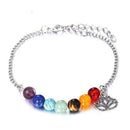 7Chakra Colorful Beads Bracelet Lotus Pendant Energy Yoga Ankle Chain Jewelry FT