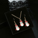 3pcs Christmas Snowman Drop Earrings Pendant Necklace Women Jewelry Set