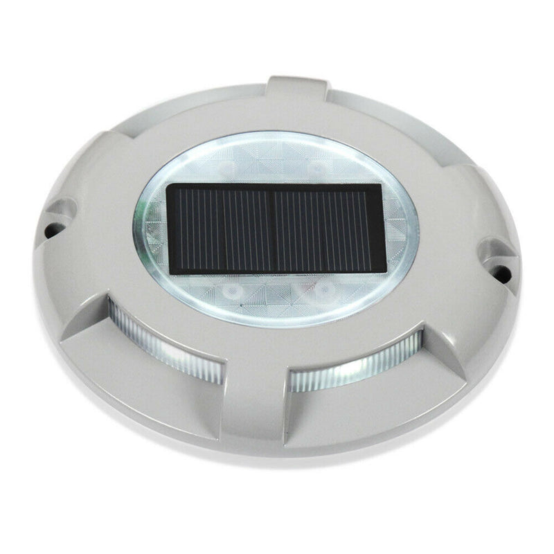 4LED Round Ground Light Waterproof Solar Underground Lamp (Cold White) A