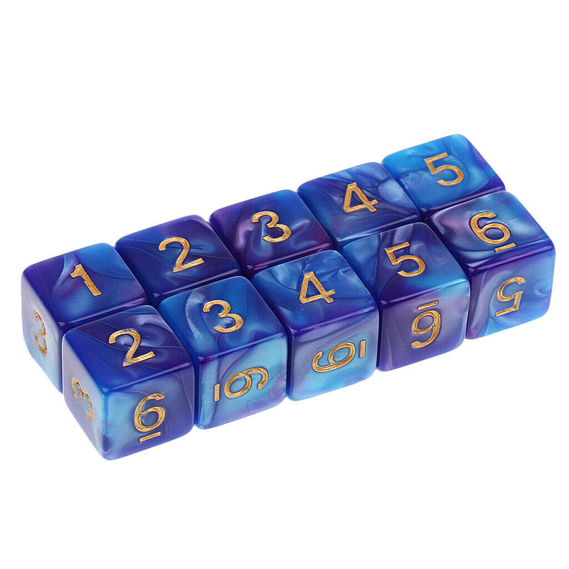 10 D6 Polyhedral Dice For  Table Games Blue