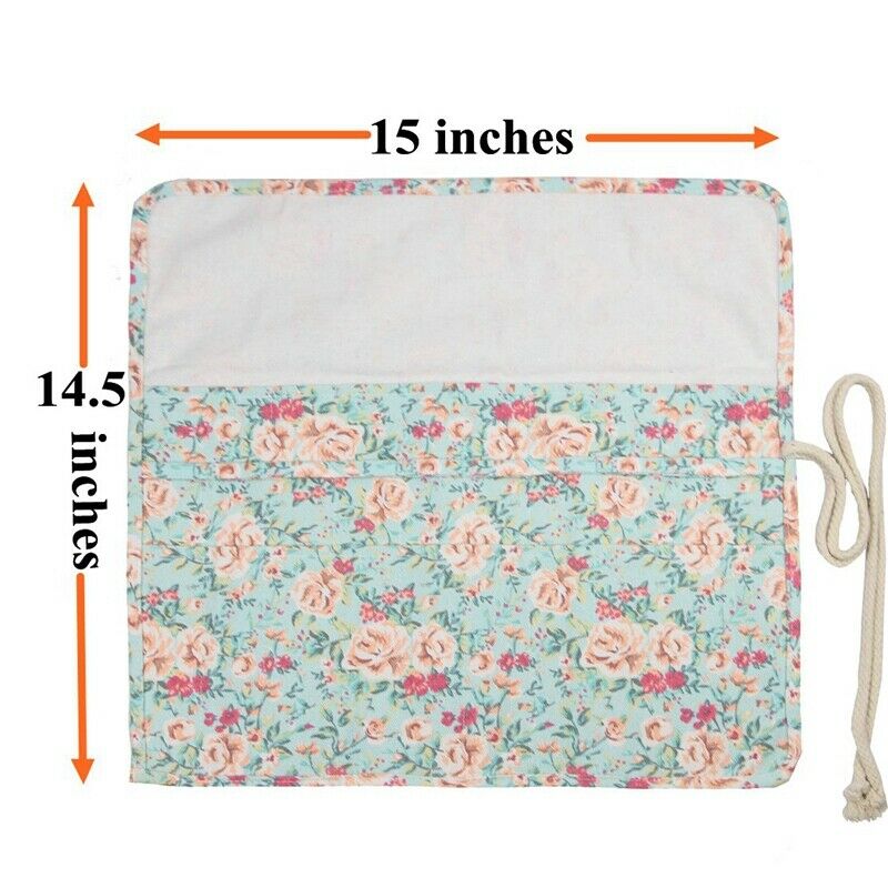 20 Pockets Art Paint Brushes Case Roll Up Pen Holder Canvas Pouch Bag O9R4