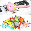 Whistle Hand Rattles Cartoon Animal Wooden Hand Bells Baby Kid Musical ToyOZ