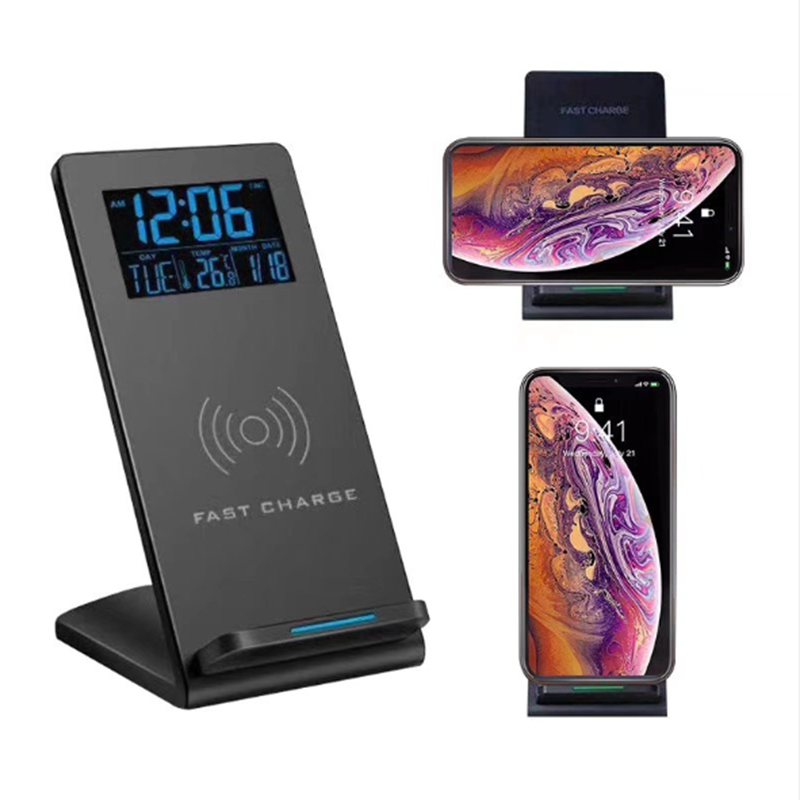 Electric LEDs Alarm Clock With Phone Wireless Charger Table Digital Thermometer