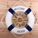 35cm Nautical Decor, Seaside Life Ring Buoy, Wall Clock, Home Hanging Blue