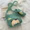 2pcs/set Women Canvas Cat Print Shoulder Crossbody Handbags Pen Bag (Green)