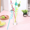 4pcs Drinking Straws Cartoon Owl Rainbow PVC Straws Hawaii Party Table Decor