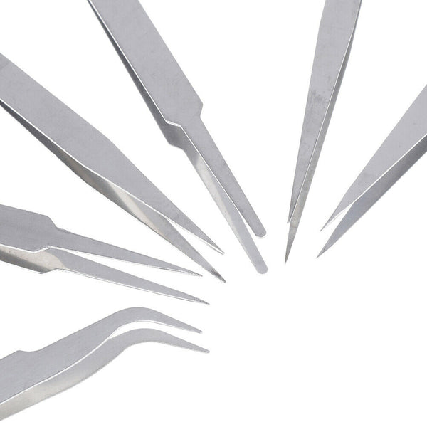 6Pcs all purpose precision tweezer set stainless steel anti static tool ki Ew
