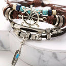 Multi-Layer PU Braided Turquoise Bracelet Women Men Circle Bangles Jewelry