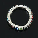 3 x Elastic Toe Ring Bridal Jewelry Single-Row Rhinestone 3mm---Multicolor C2X9