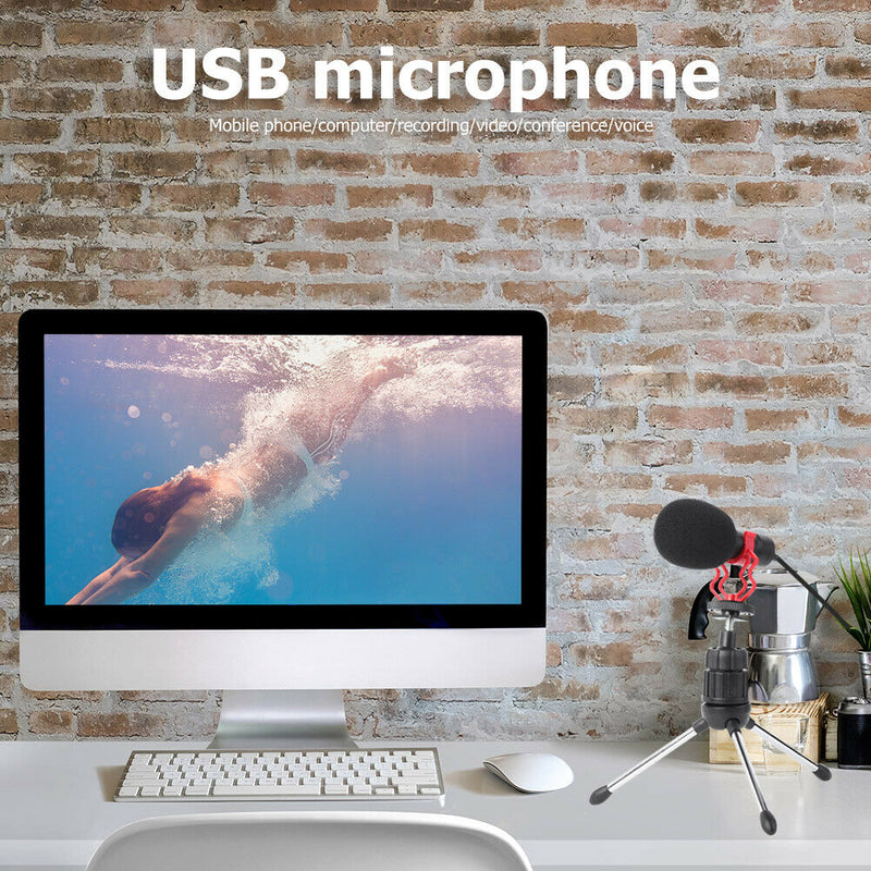 USB Wired Mute Microphone Studio Recording Vocal Omnidirectional Speaker A