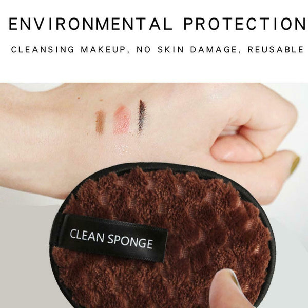 Microfiber Pads Remover Face Cleansing Towel Makeup Cosmetic Puff (Brown)