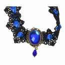 Fashion Jewelry Lace Jewelry Necklace Choker Rhinestone Necklace - blue