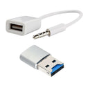 USB3.0 Mini TF Card Reader+3.5mm AUX Audio to USB2.0 Adapter for Car Stereo