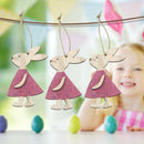Wooden Easter Rabbit Hanging Ornament Cute Bunny Wood Crafts Home Decor A