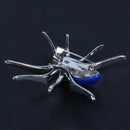 Dazzling Spider Clip Pin Brooch with Rhinestone Blue