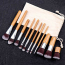 11 Bamboo Cosmetic Brushes Eyelash Powder Foundation Female Makeup Beauty Tool