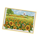 Cross Stitch Stamped Kit Pre-Printed Pattern Sunflower, 11ct Aida Fabric Size 36