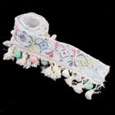 1 Yard Sequins Jacquard Ribbon Trim with Pom Poms Tassel Crafts Supplies