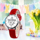 2pcs/set Leather Band Watch Pendant Necklace Women Quartz Watches (Red) A