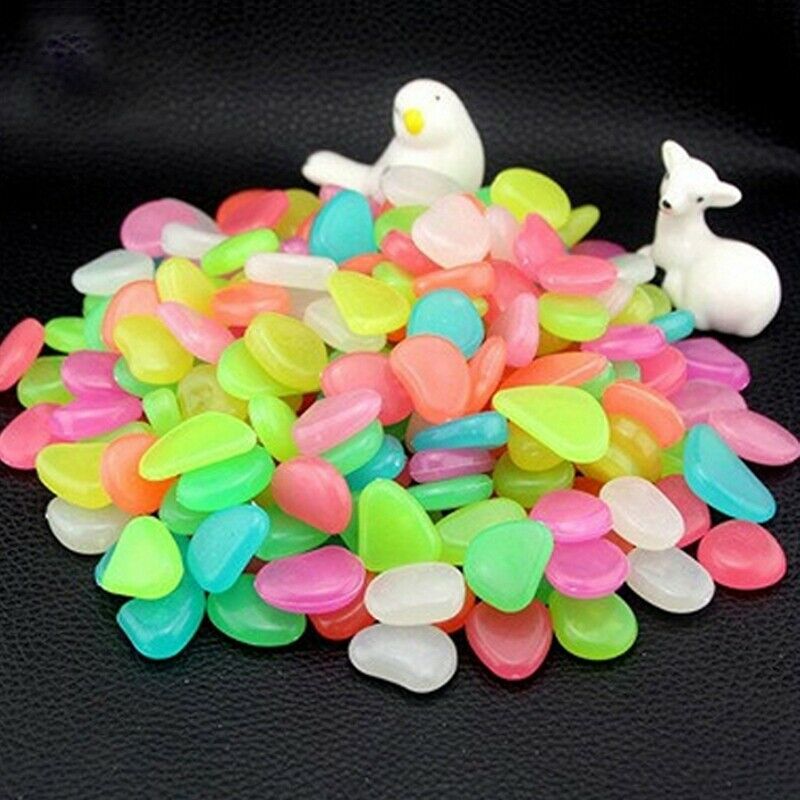 500Pcs in Dark Garden Glowing Pebbles for Walkway Aquarium Fish Tank Decora