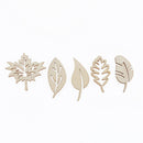 50Pack Hollow Leaves Shapes Wooden Pieces Wood Chip Painting Drawing Crafts