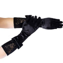 Women Black Lace Patchwork Satin Gloves Bowknot Sexy Clubwear Party Dance Glov3C
