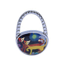 Yellow Orange Oval Metal Folding Foldable Handbag Purse Table Hook Hanger H S1F8