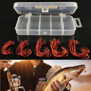 51 Pcs/Set Red Worm High Carbon Steel Fishing Hook For Texas Rig Soft BaitTEUS