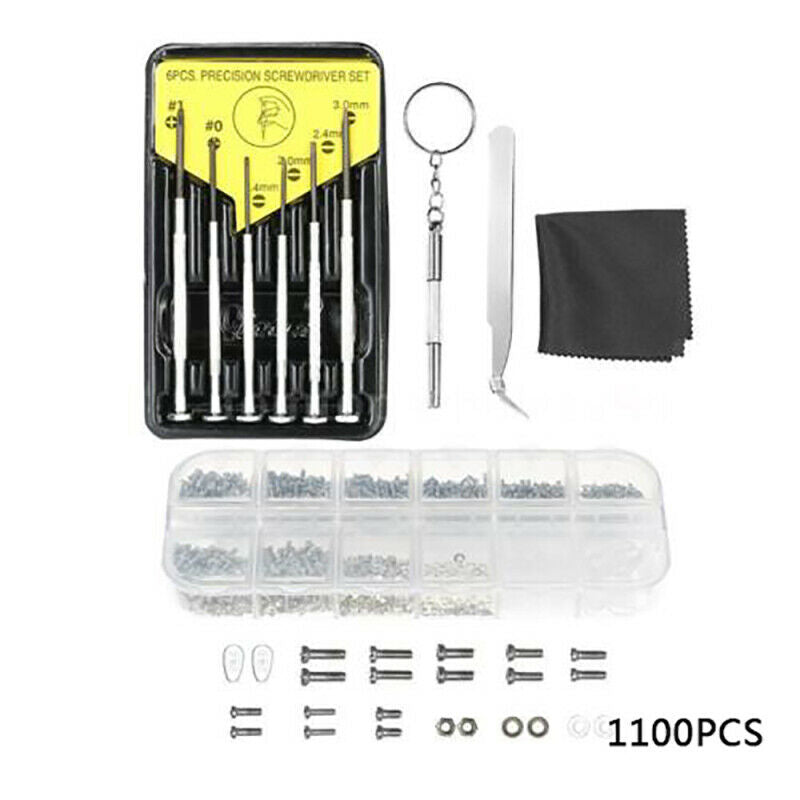 Eyeglass Repair Kit,Eyeglasses Sunglasses Repair Kit With 1100 Pcs Glasses HFV