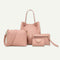 4pcs/set Litchi Pattern Women Shoulder Crossbody Handbags Clutch (Pink)