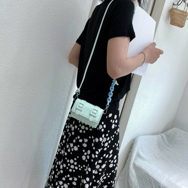 Mini Shoulder Bags Candy Color Purse Women PU Crossbody Handbag (Green)