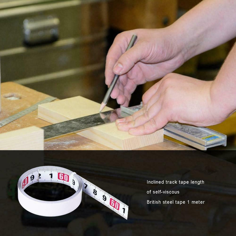 Stainless Steel Miter Track Tape Self Adhesive Metric Scale Ruler (M White)