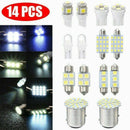 14 Pcs White LED Interior Package Kit For T10 36mm Map Dome License Plate Lights