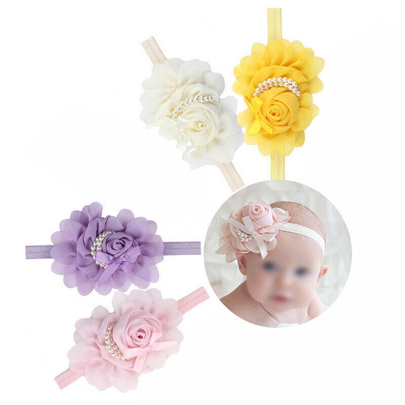 4 pcs Baby headband wrap soft head Turban hair band props for photo C9X6